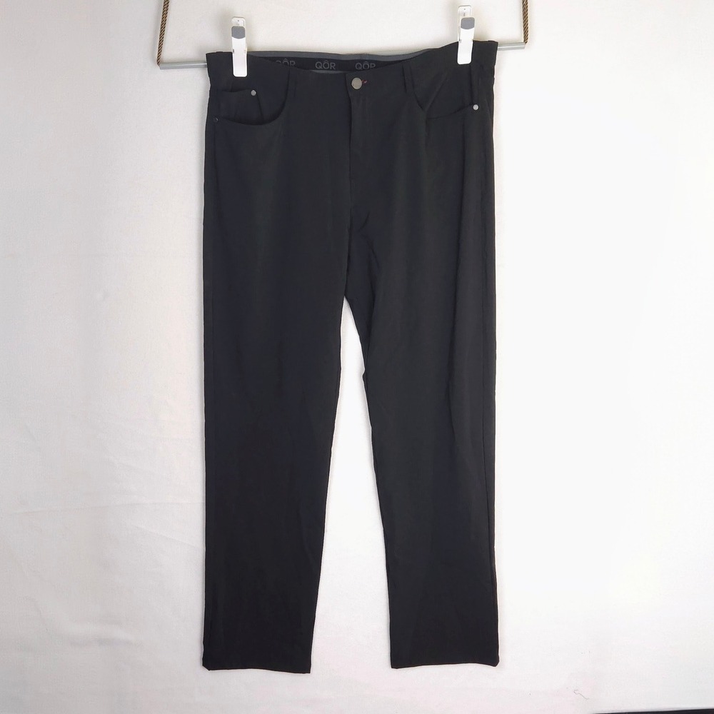 QOR Mens 40x34 Black Performance Commuter Pants Stretch Golf 5 Pocket